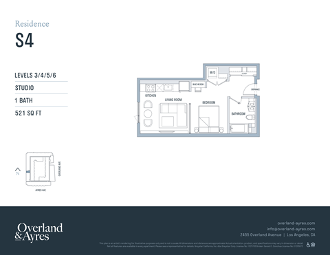 A floor plan for a residence labeled S4 shows a studio apartment with a bathroom, kitchen, and living room.